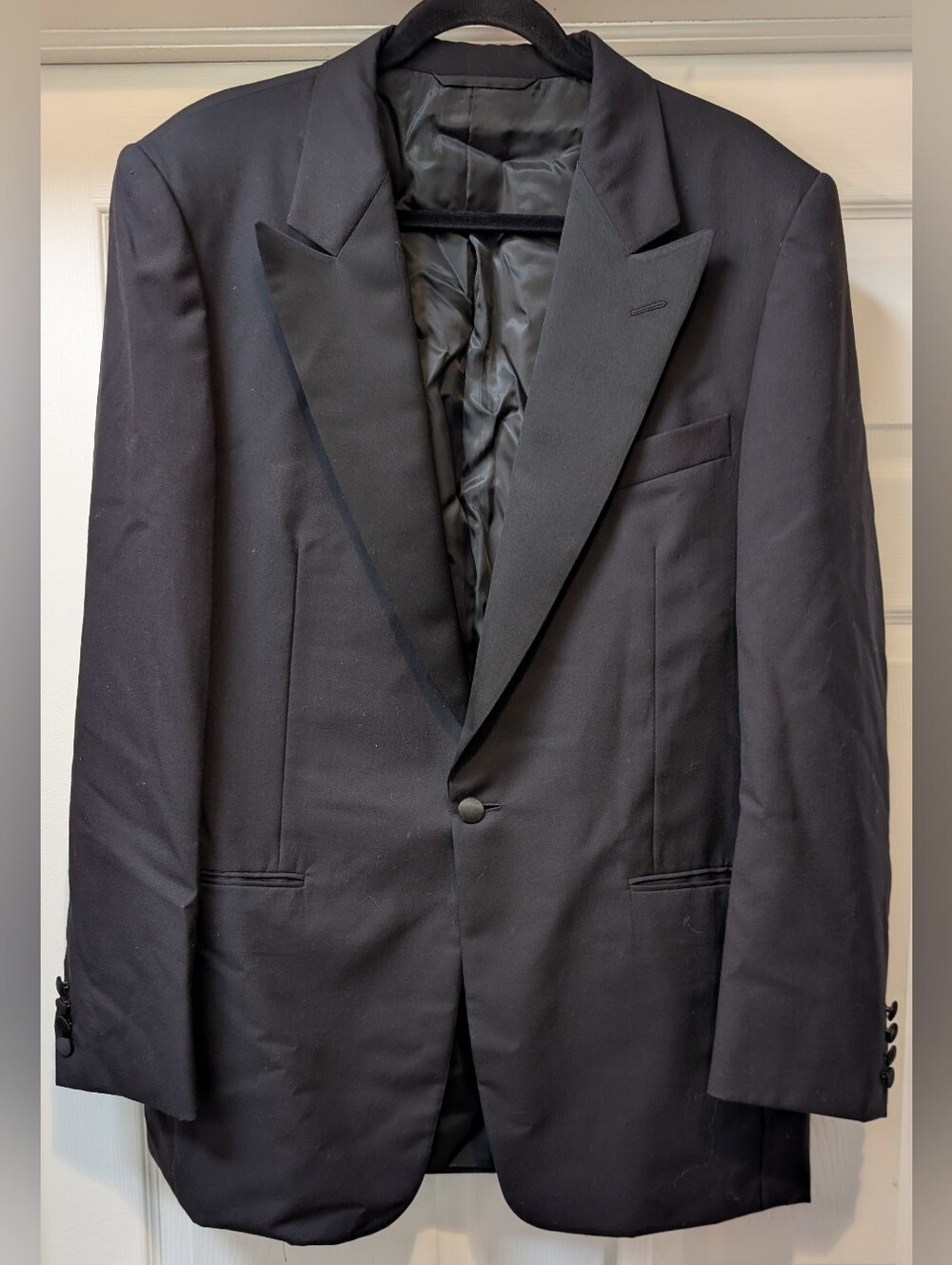 Hickey Freeman Larrimor's Black Wool Peak Lapel Tuxedo Jacket Blazer 41L